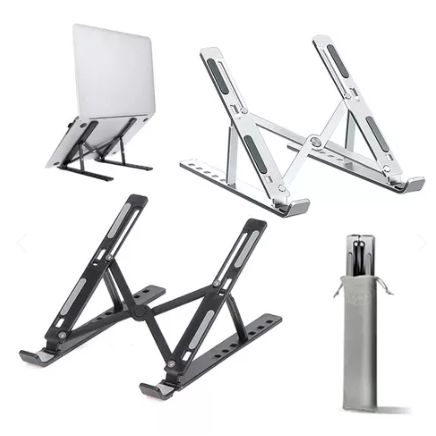 Soporte Plegable de Aluminio para Portátil - Altura Ajustable y Ergonómico