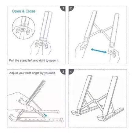 Soporte Plegable de Aluminio para Portátil - Altura Ajustable y Ergonómico