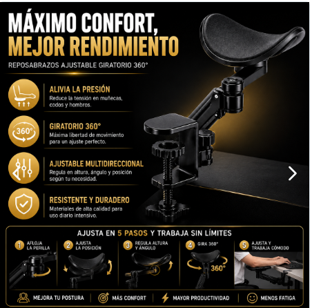 Reposabrazos Ajustable Giratorio 360°